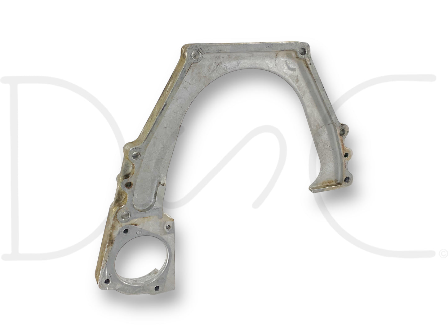 94-02 Ford F250 F350 7.3 7.3L Engine Transmission Adapter Spacer E4OD 4R100 ZF5 used part with light wear and a deep scratch near starter bolt hole, compatible with Super Duty trucks.