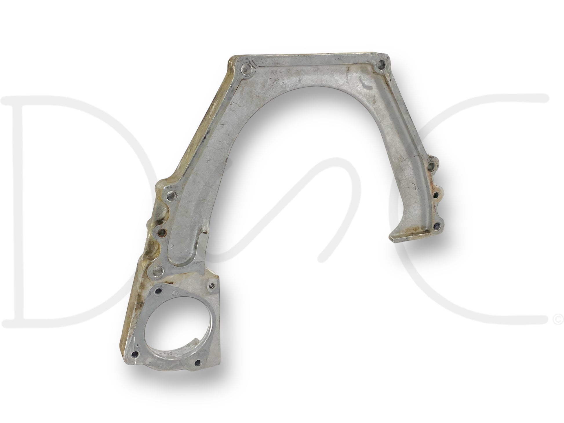 94-02 Ford F250 F350 7.3 7.3L Engine Transmission Adapter Spacer E4OD 4R100 ZF5 used part with light wear and a deep scratch near starter bolt hole, compatible with Super Duty trucks.