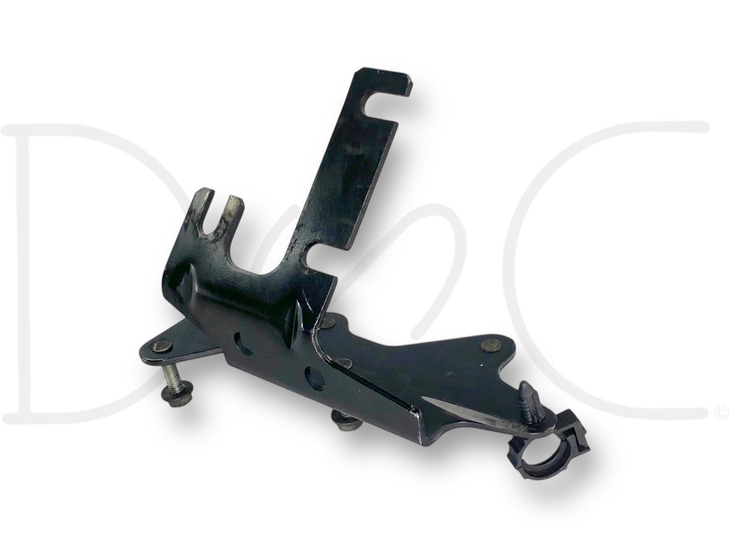 99-02 Ford F250 F350 7.3 7.3L Glow Plug AIH Dual Relay Mount Mounting Bracket made of black metal with bolts for securing in Super Duty diesel trucks, used condition with light wear
