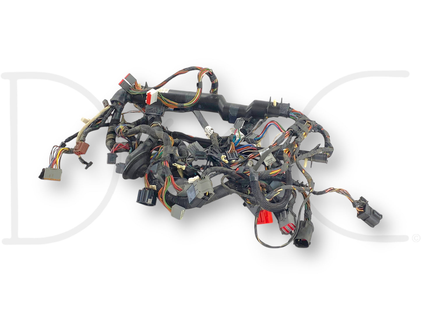 02 Ford F250 F350 7.3 7.3L XLT Dash Wiring Harness 2C3T-14401-P260Z Ln used wiring harness with good condition and light wear, featuring two spliced and repaired wires for Super Duty Ford trucks.