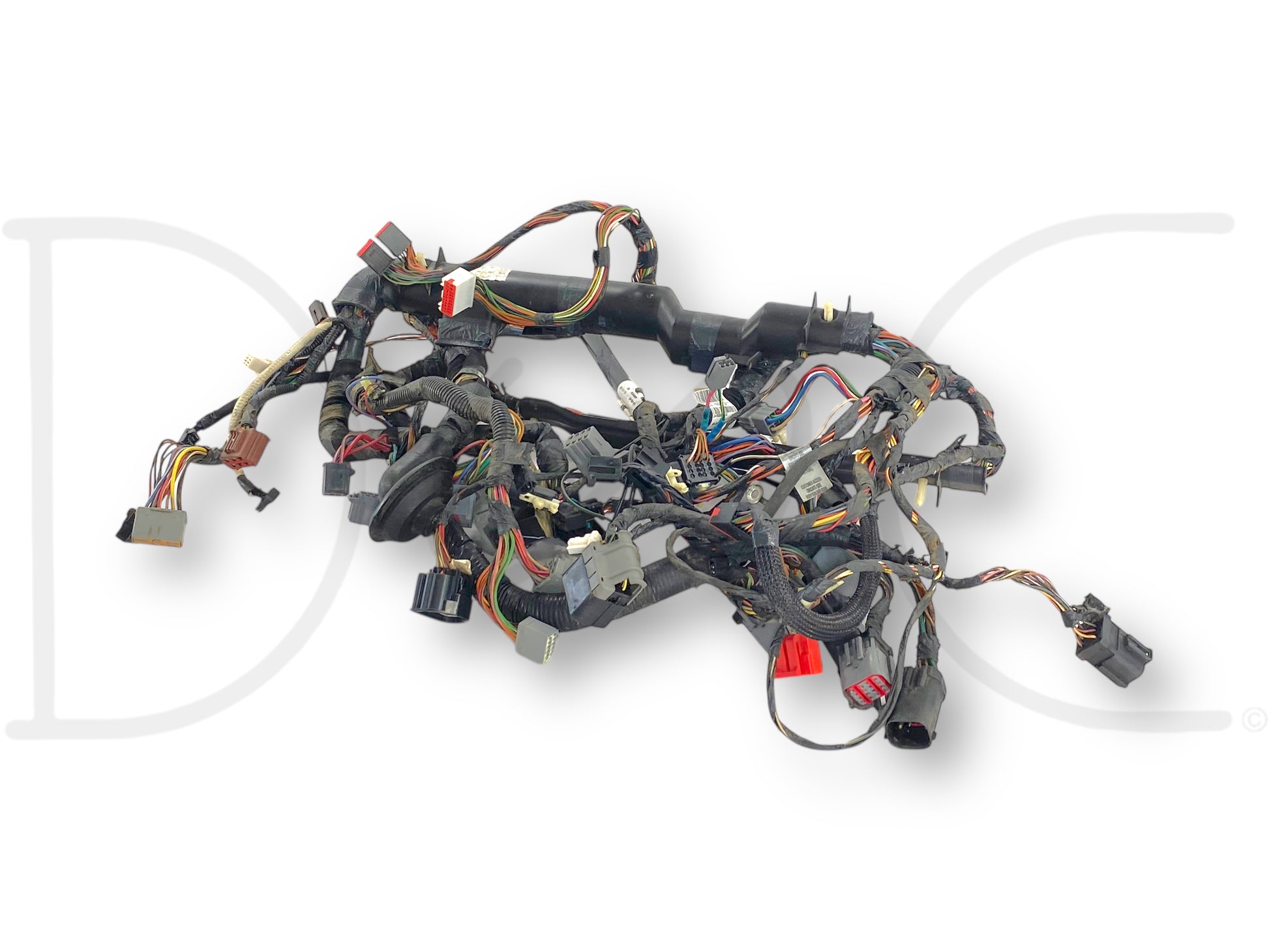 02 Ford F250 F350 7.3 7.3L XLT Dash Wiring Harness 2C3T-14401-P260Z Ln used wiring harness with good condition and light wear, featuring two spliced and repaired wires for Super Duty Ford trucks.