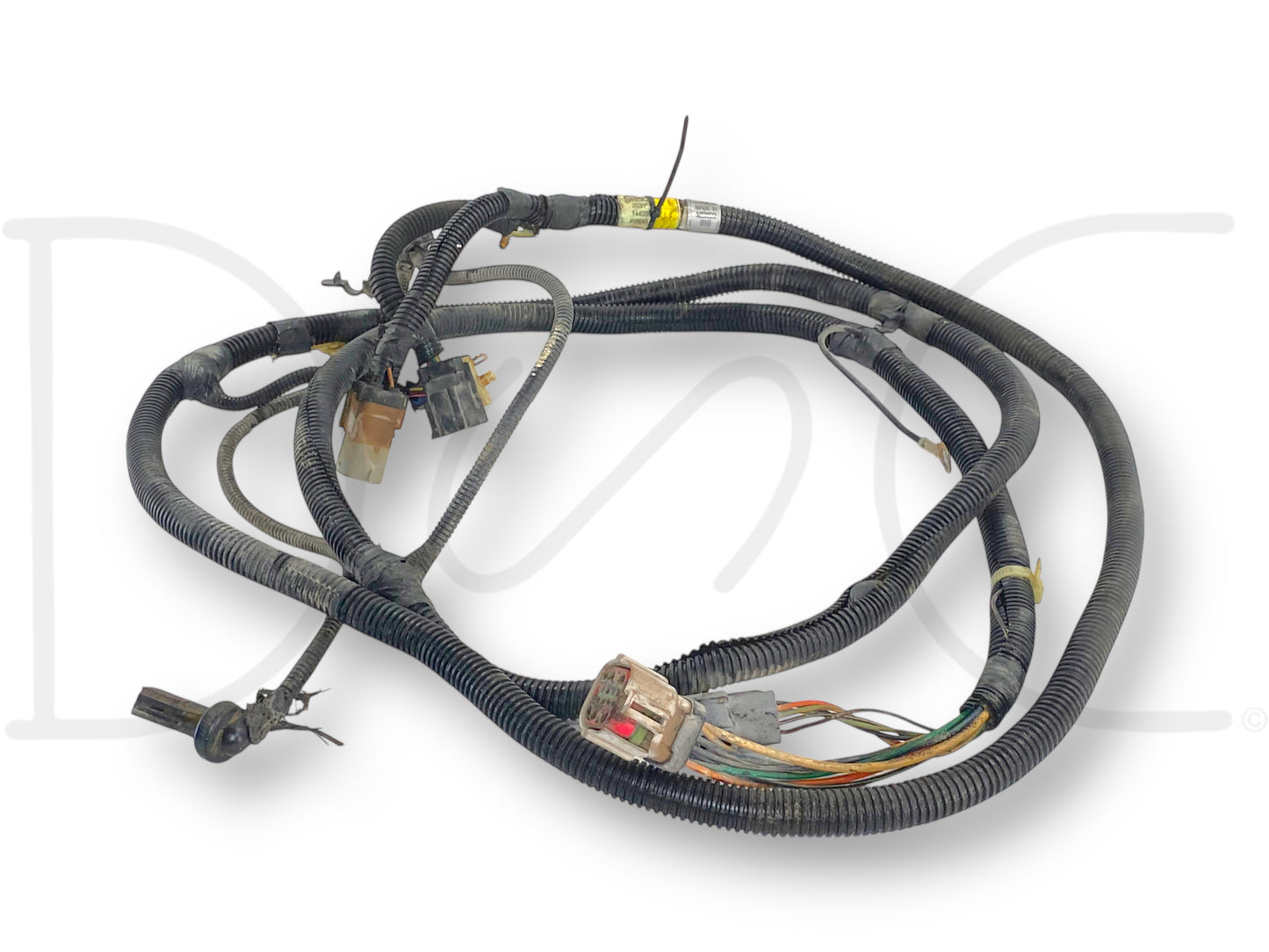 2002 Ford F250 F350 7.3 Diesel Auto Rear Frame Wiring Harness 2C3T-14405-P260G used wiring harness with light wear, three plugs including one with broken clip and blemished case, compatible with 2002 F-250 and F-350 Super Duty trucks.