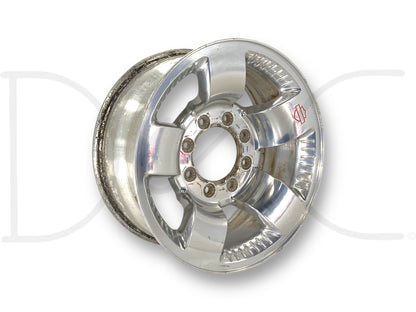 99-04 Ford F250 F350 Harley Davidson 18" Wheel 18X8 Rim OE 4C34-1007-AC used wheel with light wear, scratches, and surface blemishes, compatible with 99-04 Ford Excursion, F250, F350 trucks.