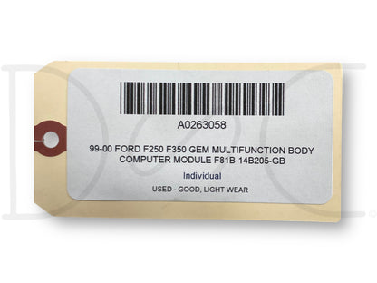 99-00 Ford F250 F350 GEM Multifunction Body Computer Module F81B-14B205-Gb