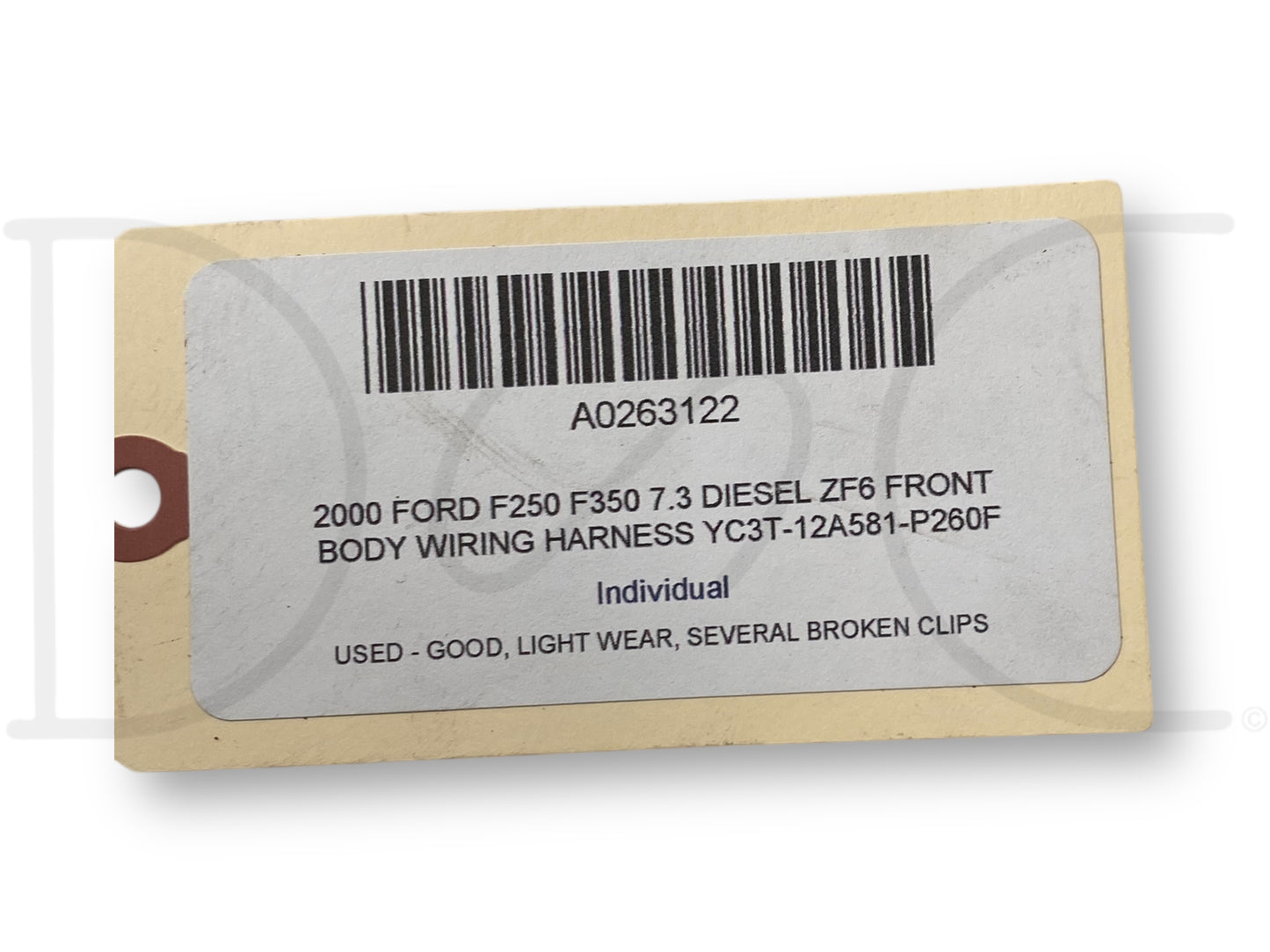 2000 Ford F250 F350 7.3 Diesel ZF6 Front Body Wiring Harness YC3T-12A581-P260F