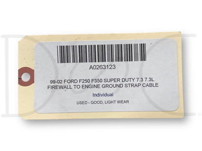 99-02 Ford F250 F350 Super Duty 7.3 7.3L Firewall To Engine Ground Strap Cable