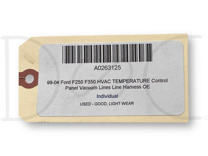 99-04 Ford F250 F350 HVAC Temperature Control Panel Vacuum Lines Line Harness OE