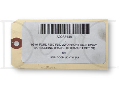 99-04 Ford F250 F350 2WD Front Axle Sway Bar Bushing Brackets Bracket Set OE