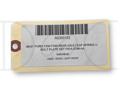 99-07 Ford F250 F350 Rear Axle Leaf Spring U Bolt Plate Set F81A-5798-Aa