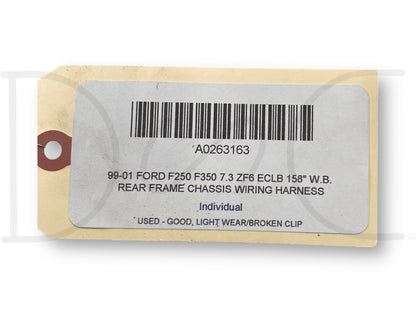 99-01 Ford F250 F350 7.3 ZF6 ECLB 158" W.B. Rear Frame Chassis Wiring Harness