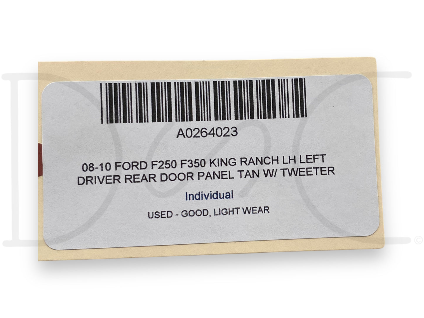 08-10 Ford F250 F350 King Ranch LH Left Driver Rear Door Panel Tan W/ Tweeter