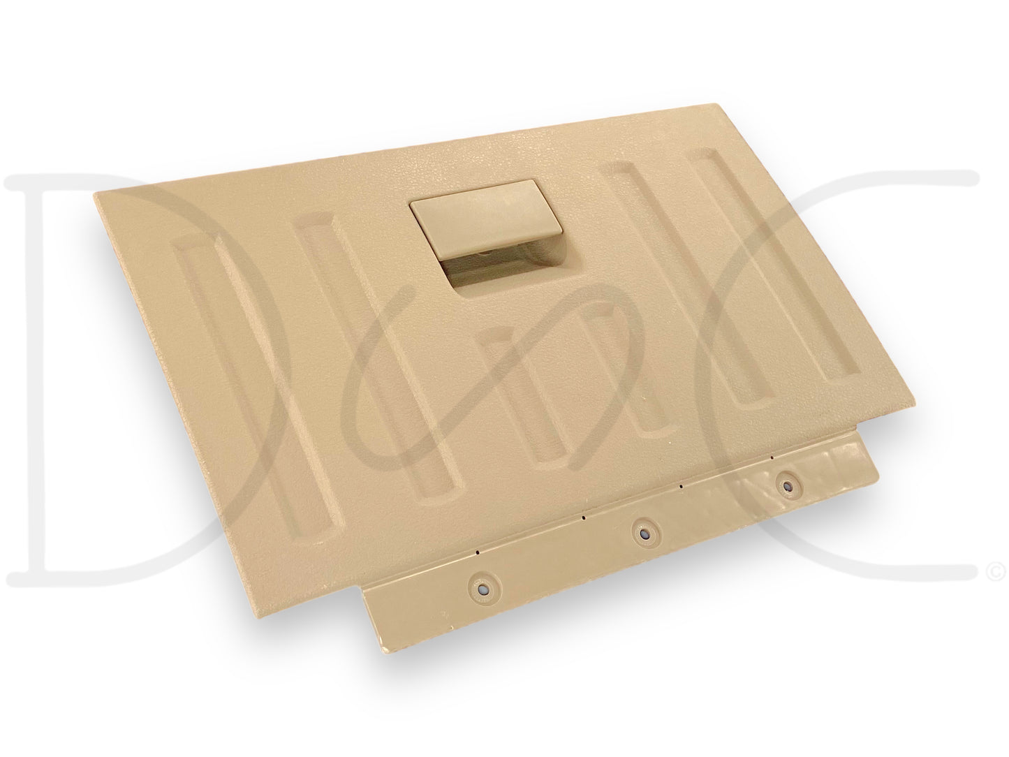 08-10 Ford F250 F350 Super Duty Camel Tan Glove Box Storage Compartment, used with good condition and light wear, designed for 2008-2010 Ford F-250, F-350, F-450, F-550 trucks, compatible with 6.4L Powerstroke diesel models.