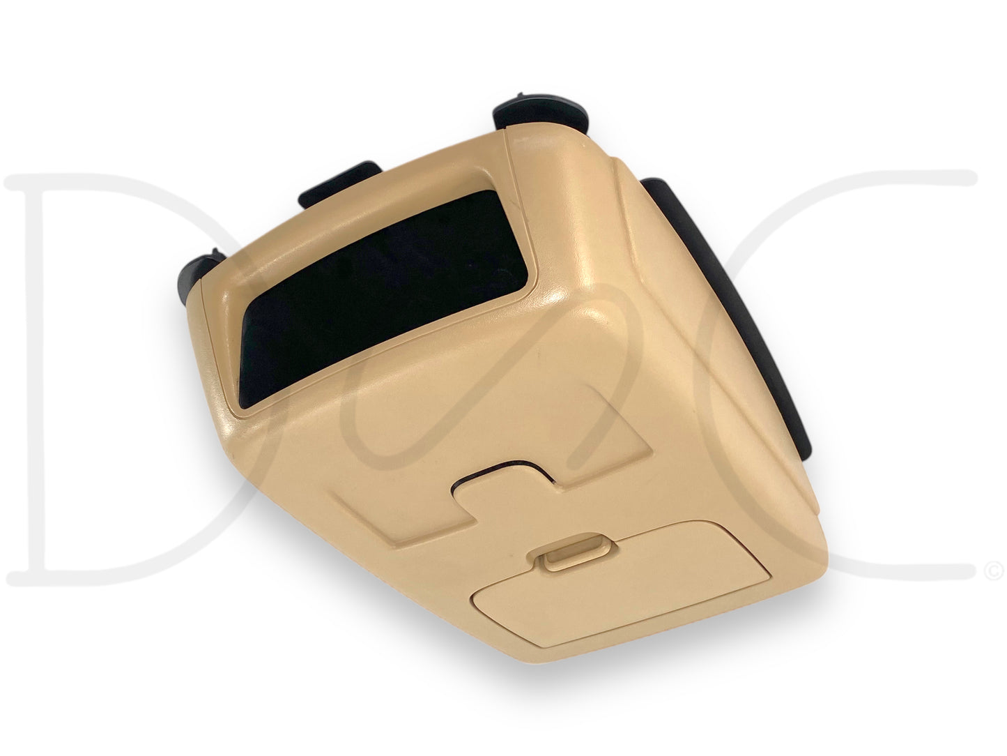 05-10 Ford F250 F350 Overhead Console Assembly Camel Tan 5C34-25519A58-A, used with light wear, compatible with 2005-2010 Ford F-250, F-350, F-450, F-550 trucks, camel tan color, OEM quality part for Super Duty models.