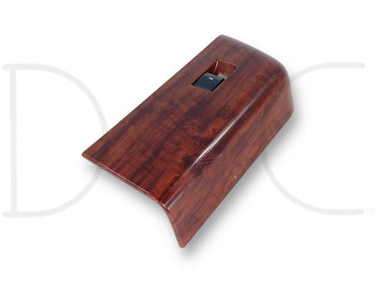 08-10 Ford F250 F350 Crew Cab LH Left Driver Rear Door Window Switch OEM with wood grain finish, used condition showing light wear and scratches, compatible with 2008 to 2010 Ford F-250, F-350, F-450, and F-550 trucks, suitable for 6.4L Powerstroke models.