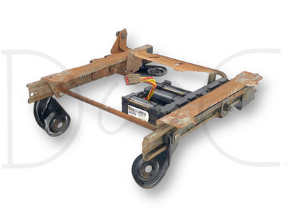08-10 Ford F250 F350 LH Left Driver Seat Track Base Frame Power Motors W/ Memory showing a used good condition left-hand power seat track frame with motor and wiring harness, compatible with 2008-2010 Ford Super Duty trucks including F-250, F-350, F-450, and F-550 models.