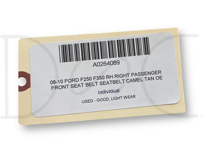 08-10 Ford F250 F350 RH Right Passenger Front Seat Belt Seatbelt Camel Tan OE