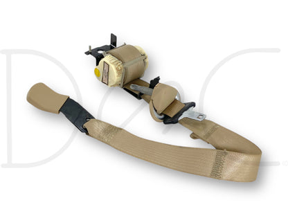 08-10 Ford F250 F350 RH Right Passenger Rear Seat Belt Seatbelt Camel Tan OE, used condition with light wear, compatible with 2008-2010 Ford F-250, F-350, F-450, and F-550 trucks, genuine OE part for reliable safety performance.
