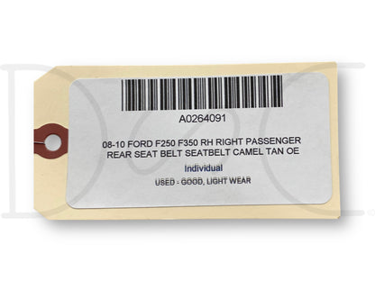 08-10 Ford F250 F350 RH Right Passenger Rear Seat Belt Seatbelt Camel Tan OE