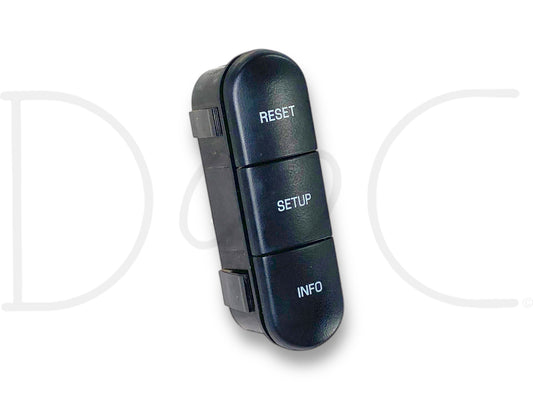 08-10 Ford F250 F350 Dash Cluster Info Setup Reset Button Switch Buttons OE, used with light wear, designed for 2008-2010 Ford F-250, F-350, F-450, and F-550 Super Duty trucks, provides reliable factory functionality for dashboard control and information setup.