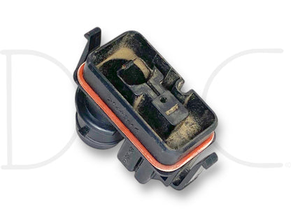 08-10 Ford F250 F350 Interior Cabin Air Temp Temperature Sensor 3W1H-19C734-Aa used sensor with light wear showing detailed connector pins and sealing gasket, compatible with 2008-2010 Ford Super Duty trucks including F-250 and F-350 models.