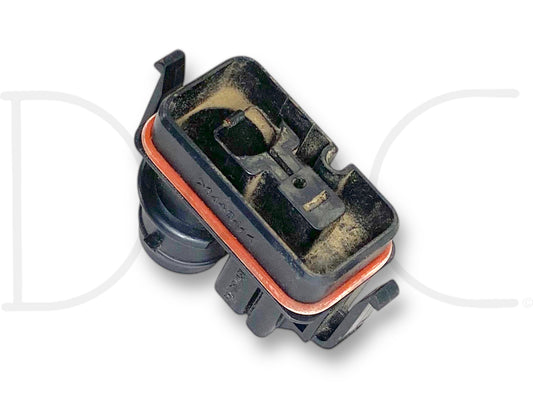 08-10 Ford F250 F350 Interior Cabin Air Temp Temperature Sensor 3W1H-19C734-Aa used sensor with light wear showing detailed connector pins and sealing gasket, compatible with 2008-2010 Ford Super Duty trucks including F-250 and F-350 models.
