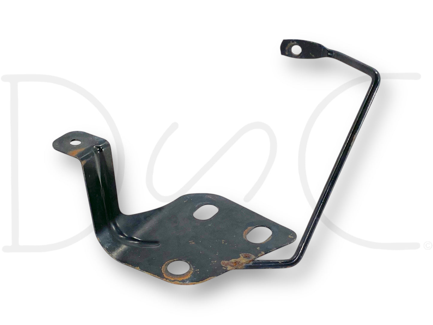 08-10 Ford F250 F350 6.4 6.4L Diesel Intake Air Cleaner Filter Mount 7C349647D made of metal with black coating showing light wear and minor surface rust, designed for securing the air cleaner filter on 2008-2010 Ford Super Duty diesel trucks.