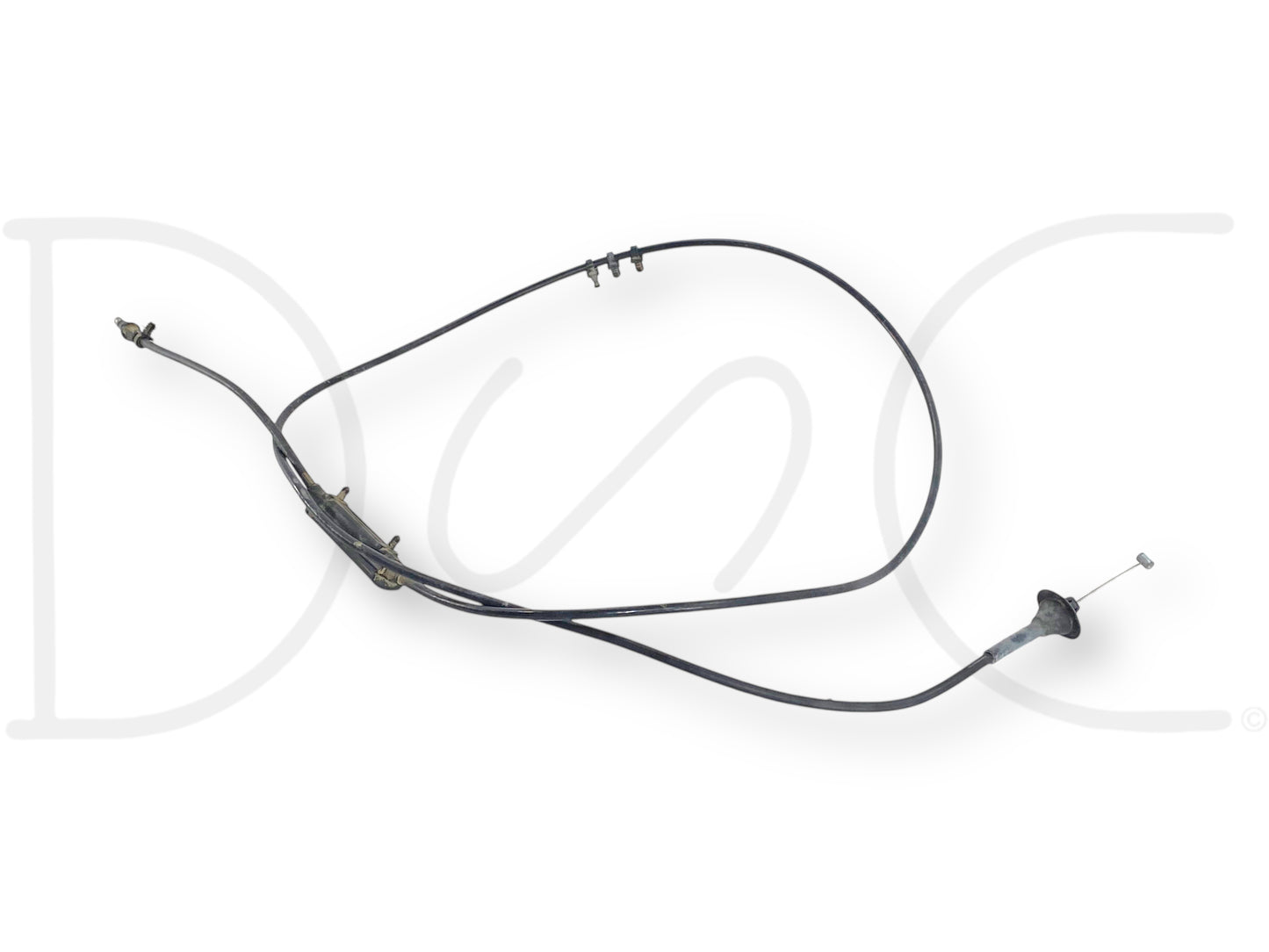 08-10 Ford F250 F350 Hood Latch Primary Main Release Cable To Cab OE, used condition with light wear, compatible with 2008-2010 Ford F-250, F-350, F-450, and F-550 trucks, durable cable designed for Super Duty hood latch release functions.