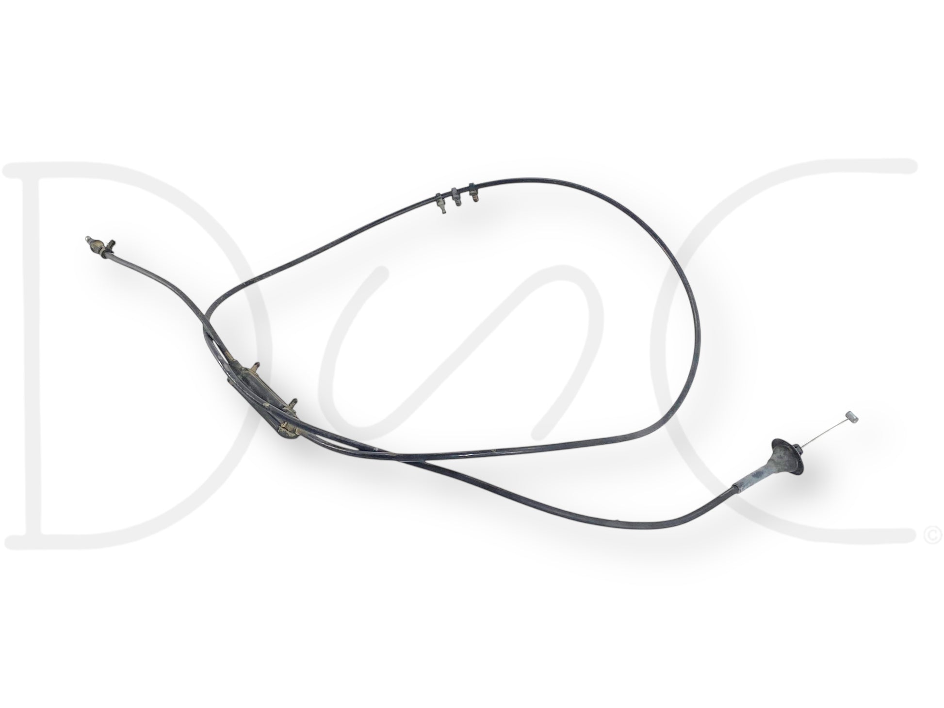 08-10 Ford F250 F350 Hood Latch Primary Main Release Cable To Cab OE, used condition with light wear, compatible with 2008-2010 Ford F-250, F-350, F-450, and F-550 trucks, durable cable designed for Super Duty hood latch release functions.