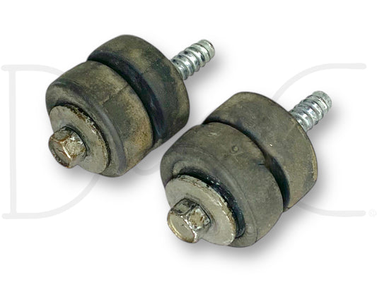 Used good condition 08-10 Ford F250 F350 6.4 6.4L Intercooler Mounting Bolt Set Bushings Bolts OE, featuring metal bolts with rubber bushings designed for Ford Super Duty diesel trucks from 2008 to 2010, showing light wear from previous use.