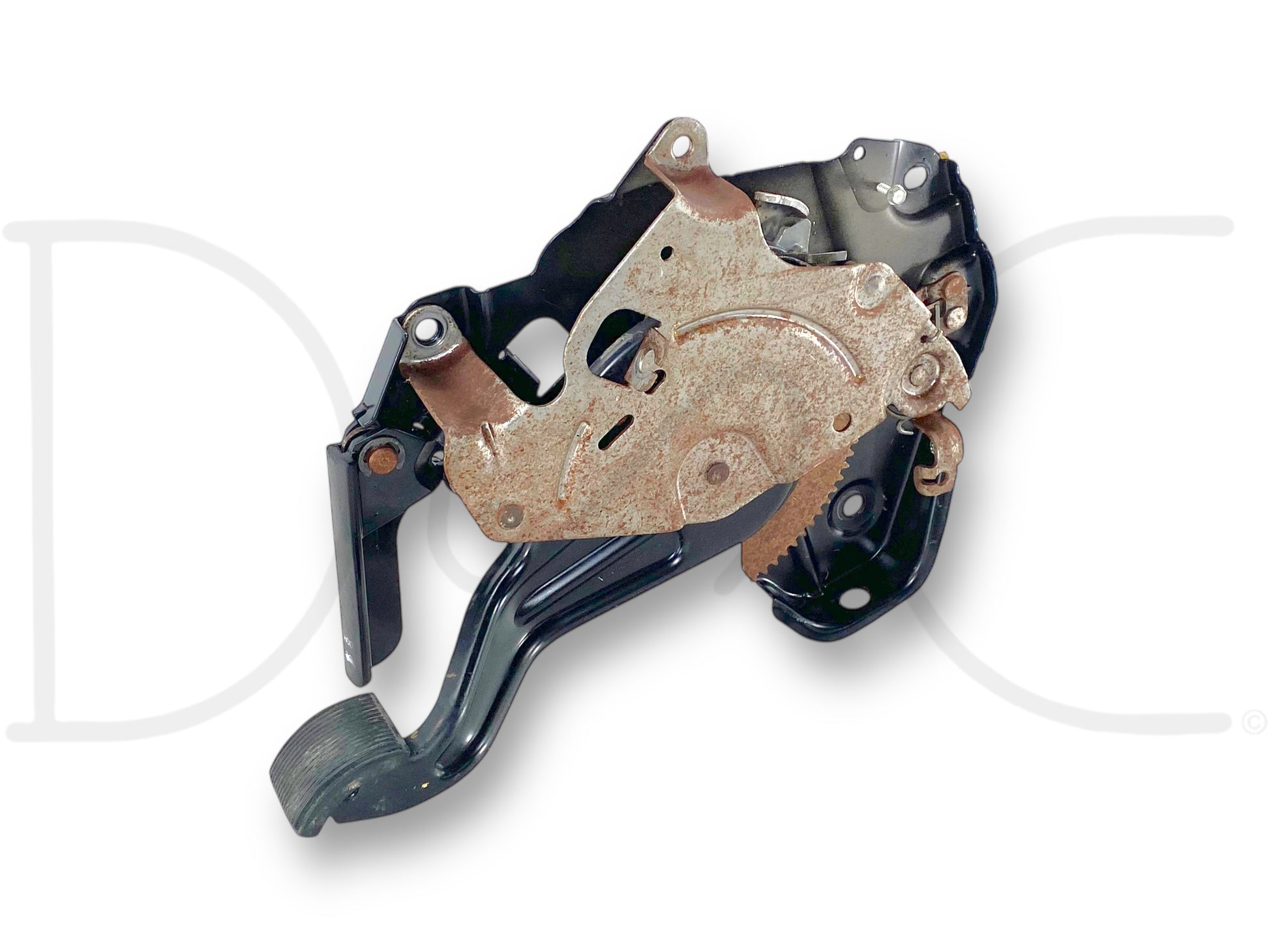 08-10 Ford F250 F350 Emergency Parking Brake Pedal Hood Release Assembly OEM, used with light wear, compatible with 2008-2010 Ford F-250, F-350, F-450, and F-550 trucks, removed from a 2008 Ford F-250 King Ranch 6.4L diesel, featuring original equipment quality and durable metal construction.