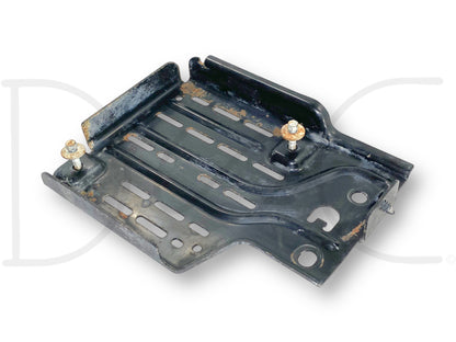 08 09 10 Ford F250 F350 TCM Transmission Control Module Mount Bracket OEM, used with light wear, black metal construction featuring multiple mounting holes and slots, designed for 2008-2010 Ford F-250, F-350, F-450, and F-550 trucks with 6.4L diesel engine.