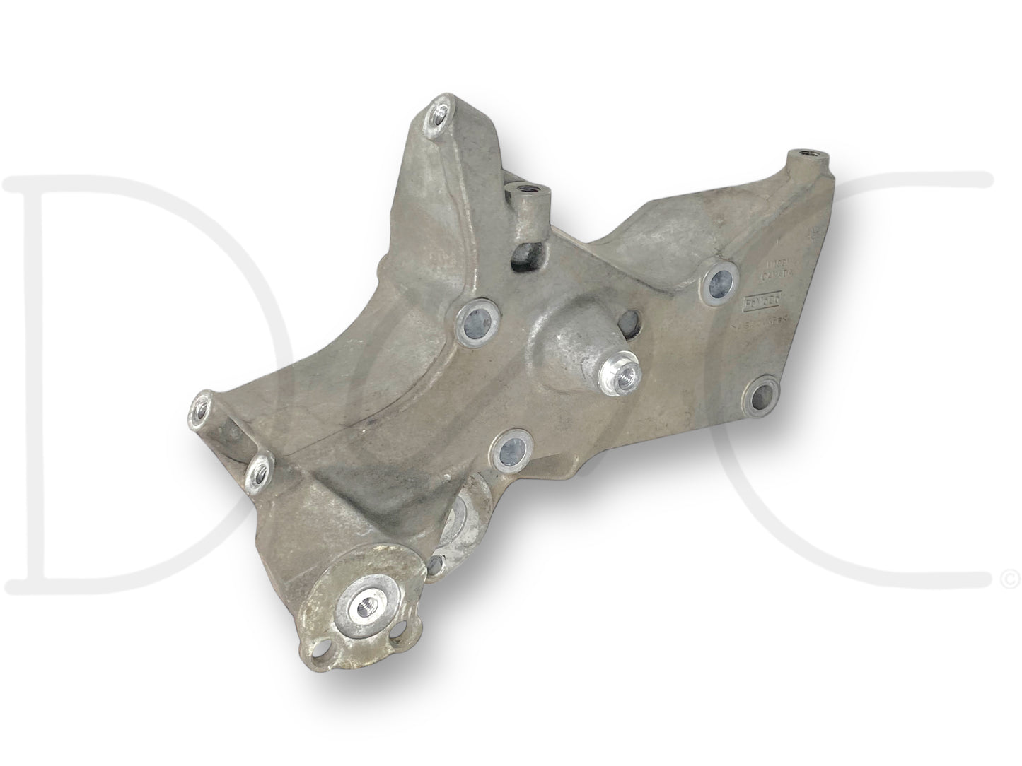 Used 08-10 Ford F250 F350 6.4 6.4L Diesel Alternator Bracket OE 7C3E-10239-Cc with light wear, removed from a 2008 Ford F-250 King Ranch 6.4L Diesel, designed for 2008-2010 F-250, F-350, F-450, and F-550 Super Duty trucks, durable metal construction.