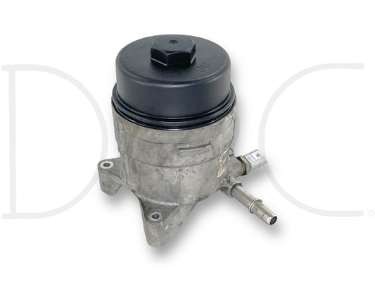 08-10 Ford F250 F350 6.4 6.4L Diesel Fuel Filter Housing Assembly 1875358C91, used in good condition with light wear, suitable for 2008-2010 Ford Super Duty models, featuring durable metal construction and OEM compatibility for reliable diesel fuel filtration.
