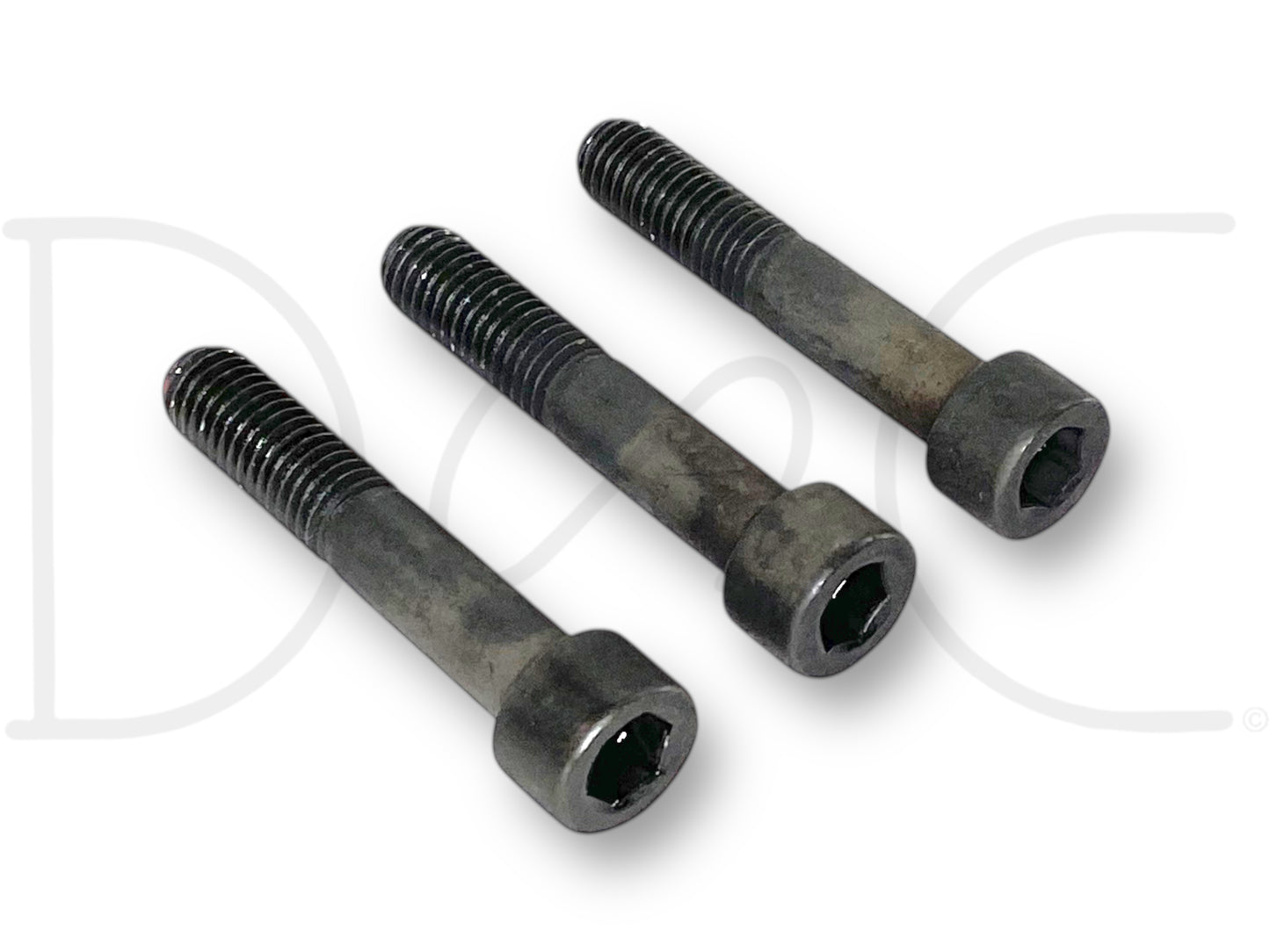 08-10 Ford 6.4 6.4L Diesel Hpfp High Pressure Fuel Injection Pump Bolt Set consisting of three used bolts with light wear, designed for secure mounting on 2008-2010 F-250, F-350, F-450, and F-550 diesel engines.