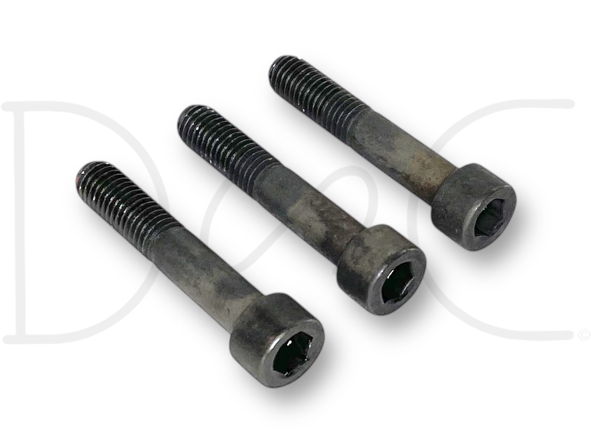 08-10 Ford 6.4 6.4L Diesel Hpfp High Pressure Fuel Injection Pump Bolt Set consisting of three used bolts with light wear, designed for secure mounting on 2008-2010 F-250, F-350, F-450, and F-550 diesel engines.