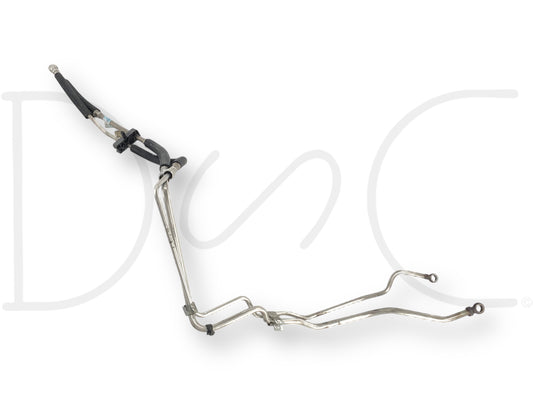 08-10 Ford F250 F350 6.4 6.4L Diesel Fuel Bowl Lines Supply & Return Line Set OE, used with good condition showing light wear and hard lines worn near retainer clamp, compatible with 2008-2010 Ford Super Duty diesel trucks.