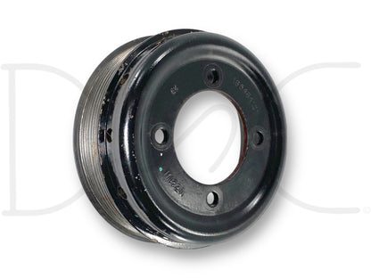 08-10 Ford F250 F350 6.4 6.4L Powerstroke Diesel Water Pump Pulley OE 1854641C1 used with light wear, compatible with 2008-2010 F-250, F-350, F-450, F-550 models, designed for 6.4L Powerstroke diesel engines, made of durable metal with multiple mounting holes.