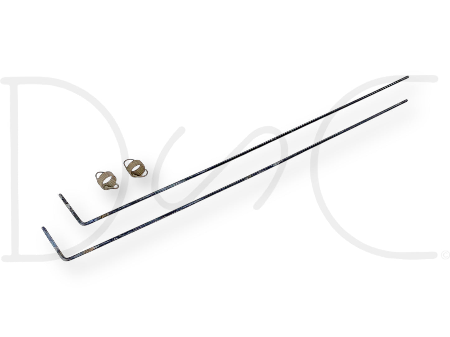 08-16 Ford F250 F350 Tailgate Step Trim Cover Cap Retainer Pin & Spring Set Pins shown in used condition with light wear, compatible with 2008-2016 Ford F-250, F-350, F-450 Super Duty trucks, includes two long metal pins and two small spring clips.