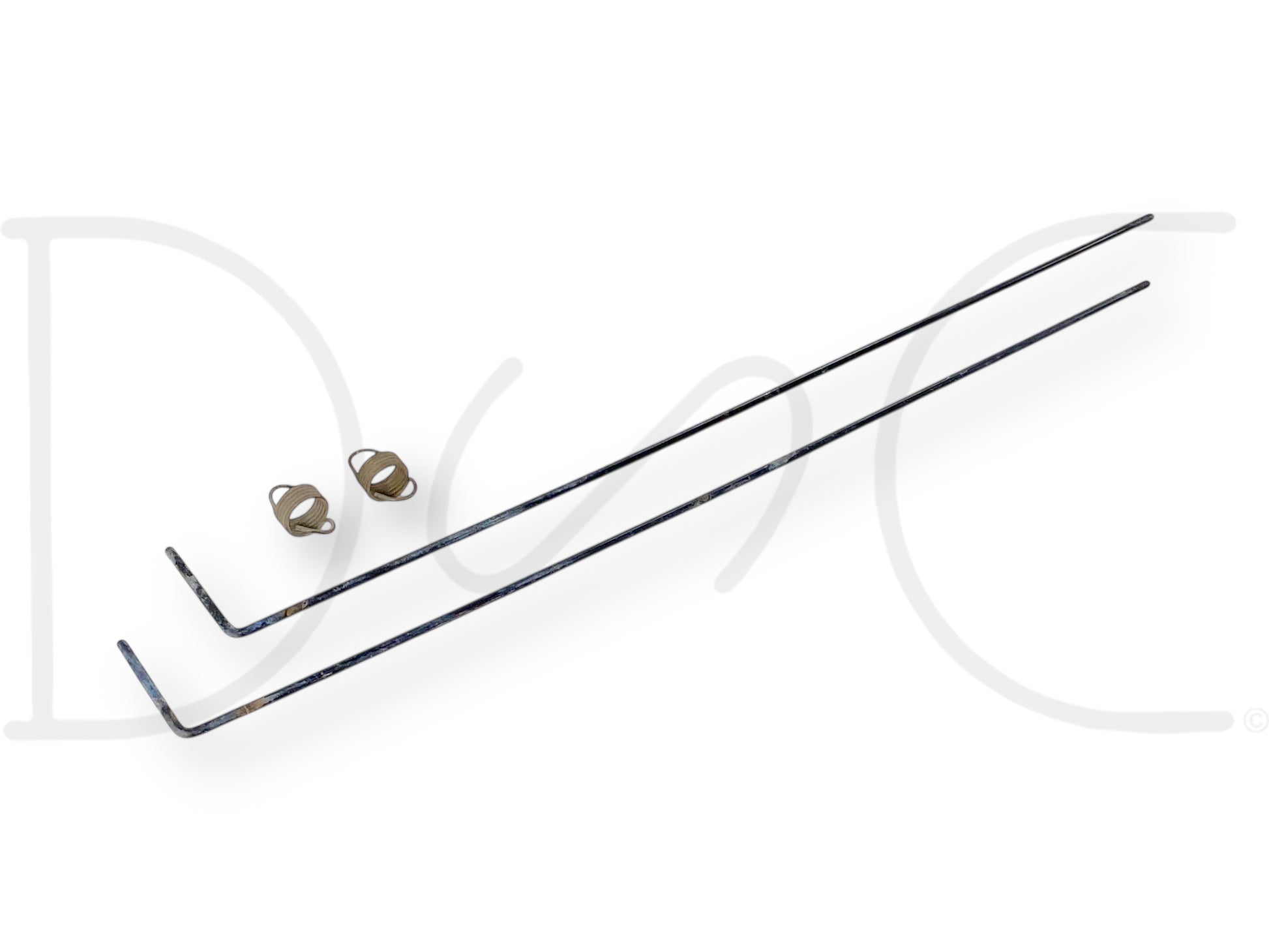 08-16 Ford F250 F350 Tailgate Step Trim Cover Cap Retainer Pin & Spring Set Pins shown in used condition with light wear, compatible with 2008-2016 Ford F-250, F-350, F-450 Super Duty trucks, includes two long metal pins and two small spring clips.