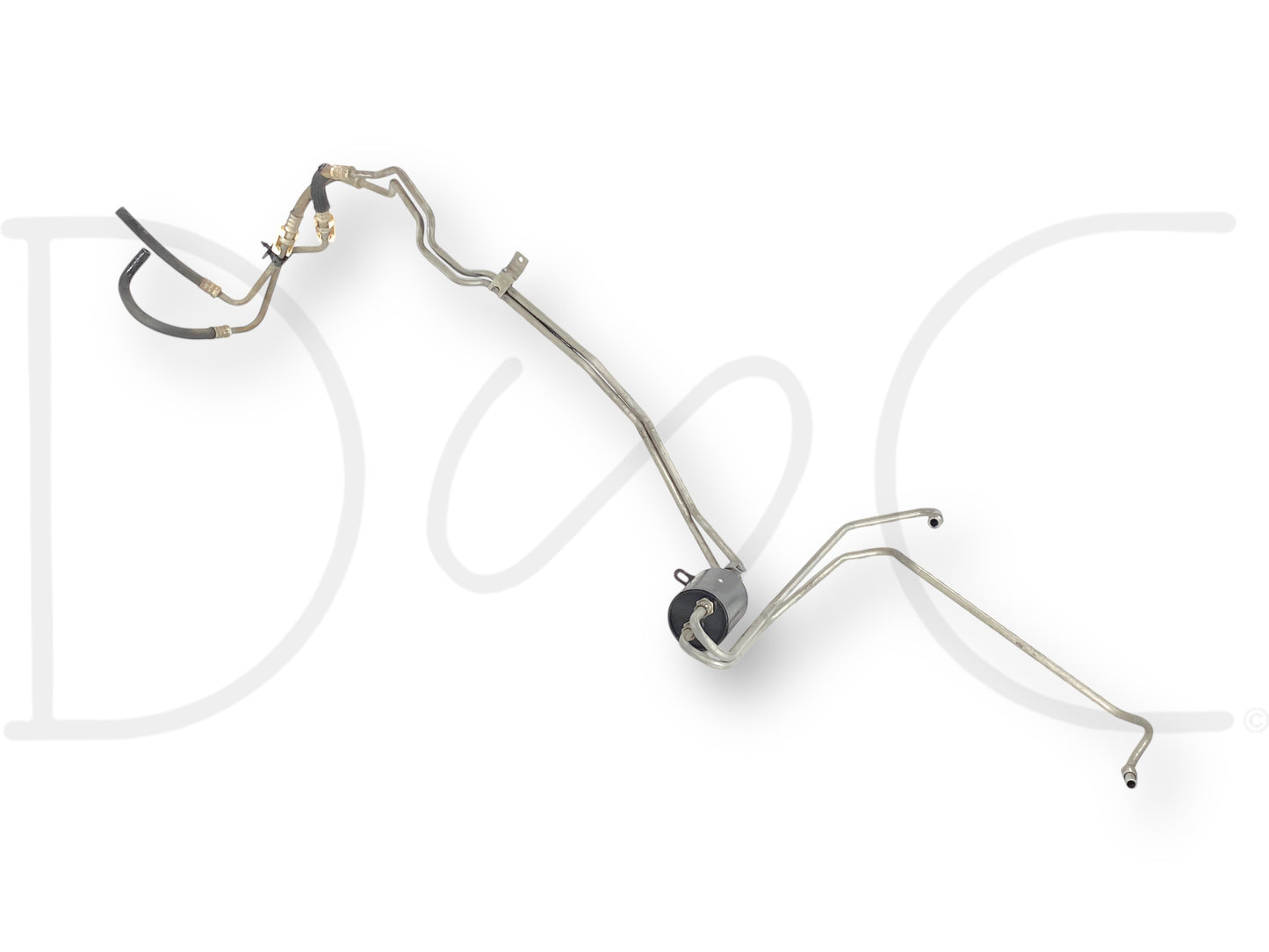 08-10 Ford F250 F350 6.4 6.4L 5R110 Auto Transmission Cooler Lines Filter OE used part with light wear on rubber hose ends, removed from a 2008 Ford F-250 King Ranch 6.4L Diesel 4WD truck, designed for fitment on 2008-2010 F-250, F-350, F-450, and F-550 models.