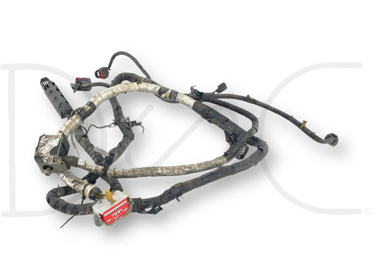08-10 Ford F250 F350 6.4 5R110 4WD Transmission Wiring Harness 8C3T-15525-P2604 used with good condition, light wear visible, and a broken transfer case shift motor plug housing, compatible with 2008-2010 Ford F-250, F-350, F-450, and F-550 Super Duty trucks.