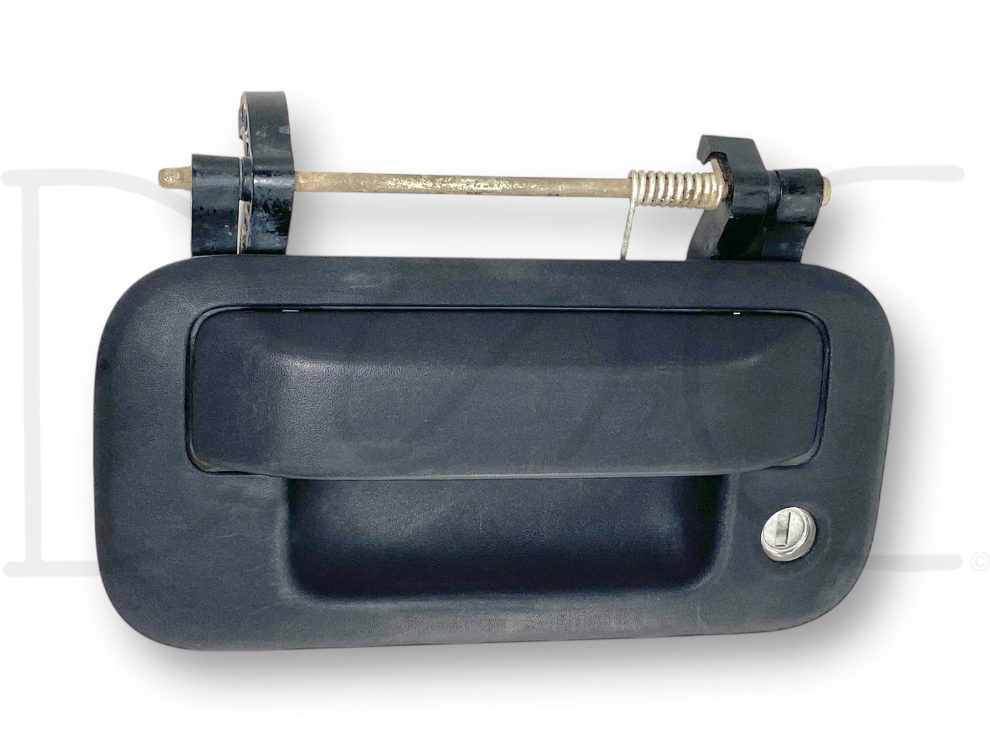 08-16 Ford F150 F250 F350 Super Duty Tailgate Tail Gate Handle in used good condition with light wear, removed from a 2008 Ford F-250 King Ranch 6.4L Diesel. Black handle with integrated lock and metal spring mechanism.