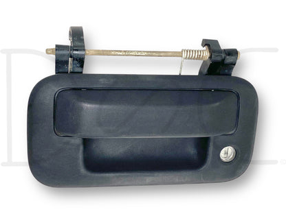 08-16 Ford F150 F250 F350 Super Duty Tailgate Tail Gate Handle in used good condition with light wear, removed from a 2008 Ford F-250 King Ranch 6.4L Diesel. Black handle with integrated lock and metal spring mechanism.