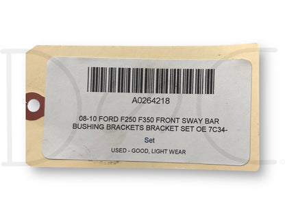 08-10 Ford F250 F350 Front Sway Bar Bushing Brackets Bracket Set OE 7C34-3B353