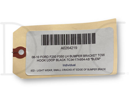 08-10 Ford F250 F350 LH Bumper Bracket Tow Hook Loop Black 7C34-17A954-AB *Blem*