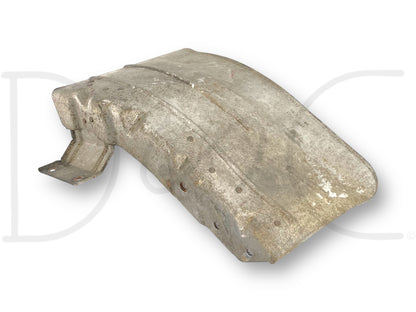 08-10 Ford F250 F350 Spare Tire Exhaust Heat Shield OE 7C34-5G221-AB, used condition with light wear, metal heat shield designed for exhaust protection on Ford Super Duty trucks from 2008 to 2010, compatible with 6.4L Powerstroke engines.