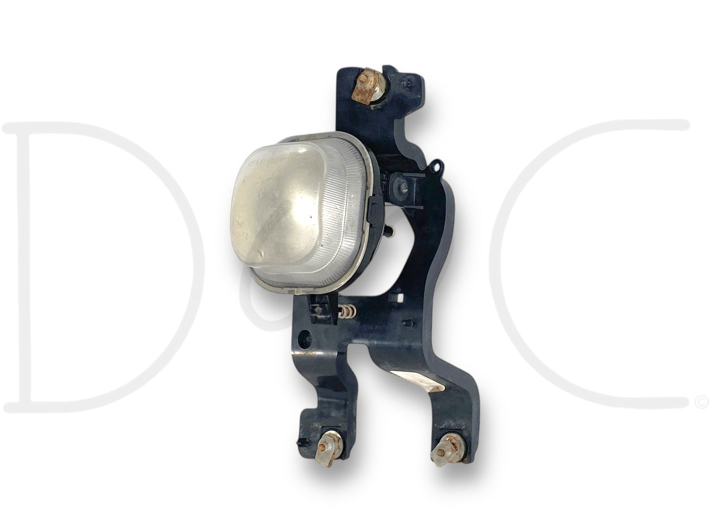 08-10 Ford F250 F350 LH Left Driver Front Bumper Fog Light Bracket OE with used condition showing light wear and fading on the lens, compatible with 2008-2010 Ford F-250, F-350, F-450, and F-550 Super Duty trucks, featuring original equipment quality and durable bracket construction.