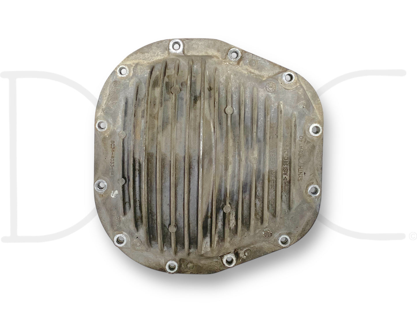 08-16 Ford F250 Sterling 10.5 Aluminum Rear Axle Diff Differential Cover OEM, used condition with light wear, designed for 2008-2016 Ford F-250 and F-350 trucks, made of durable aluminum with ribbed design for heat dissipation and structural strength.