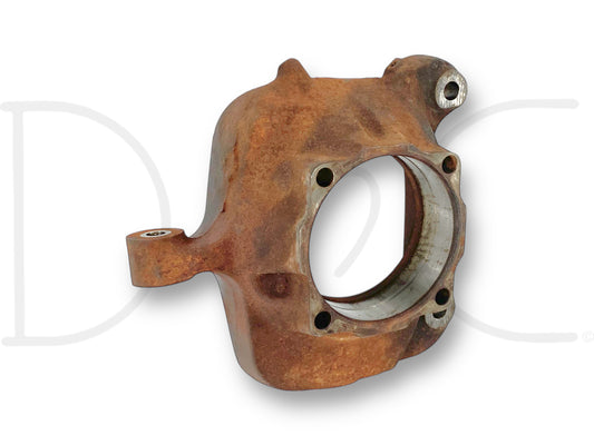 05-12 Ford F250 F350 DANA 60 Front Axle Steering Knuckle Spindle LH Left Driver part showing used condition with light wear, removed from a 2008 Ford F-250 King Ranch 6.4L Diesel 4WD truck, suitable for 2005-2012 F-250 and F-350 models.
