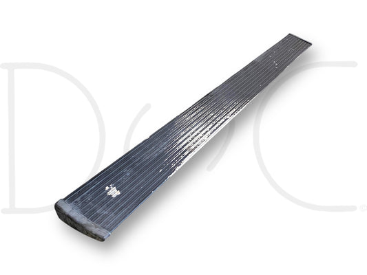 99-16 Ford F250 F350 Crew Cab Amp Research Powerstep Running Board Side Step 79" used with visible wear, scratches, and small dents on bottom, removed from 2008 Ford F-250 King Ranch 6.4L Powerstroke diesel truck, designed for Super Duty models.